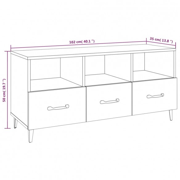 Meuble TV Gris béton 102x35x50 cm Bois d'ingénierie