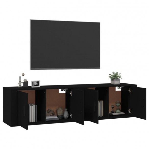 Meubles TV muraux 2 pcs noir 80x34,5x40 cm