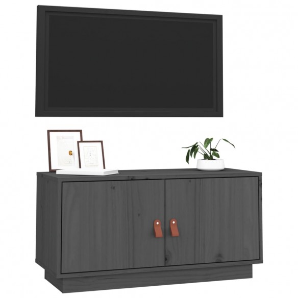 Meuble TV Gris 80x34x40 cm Bois de pin massif