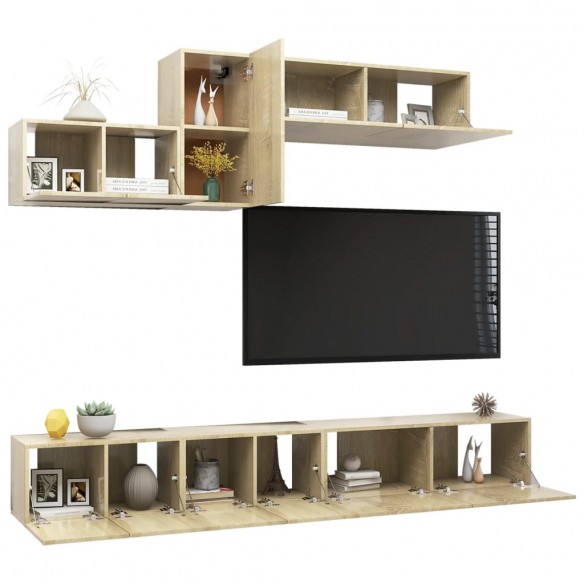 Ensemble de meuble TV 6 pcs Chêne sonoma Aggloméré