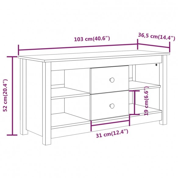 Meuble TV 103x36,5x52 cm Bois de pin massif