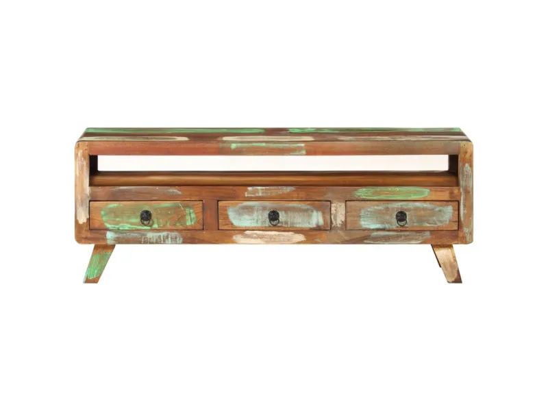 Meuble TV Multicolore 110x30x40 cm Bois massif de récupération