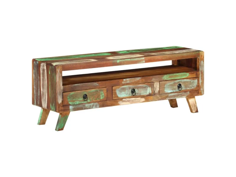 Meuble TV Multicolore 110x30x40 cm Bois massif de récupération