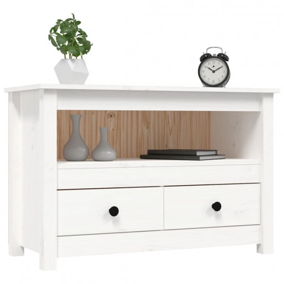 Meuble TV Blanc 79x35x52 cm Bois de pin massif