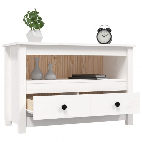 Meuble TV Blanc 79x35x52 cm Bois de pin massif