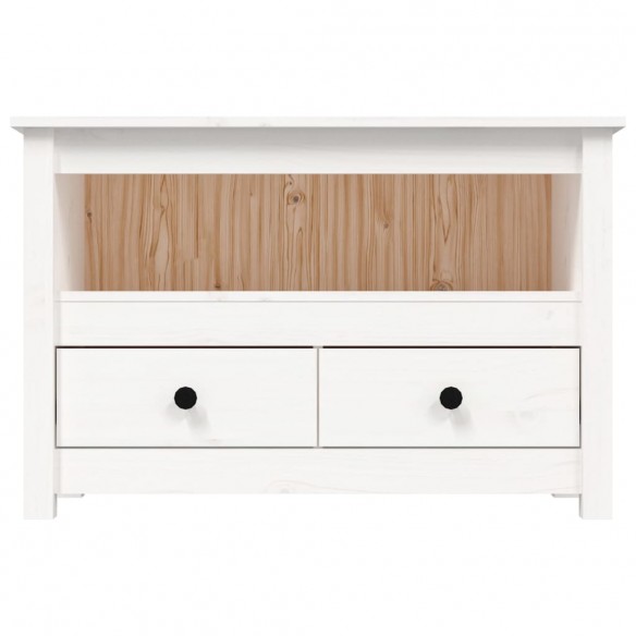 Meuble TV Blanc 79x35x52 cm Bois de pin massif