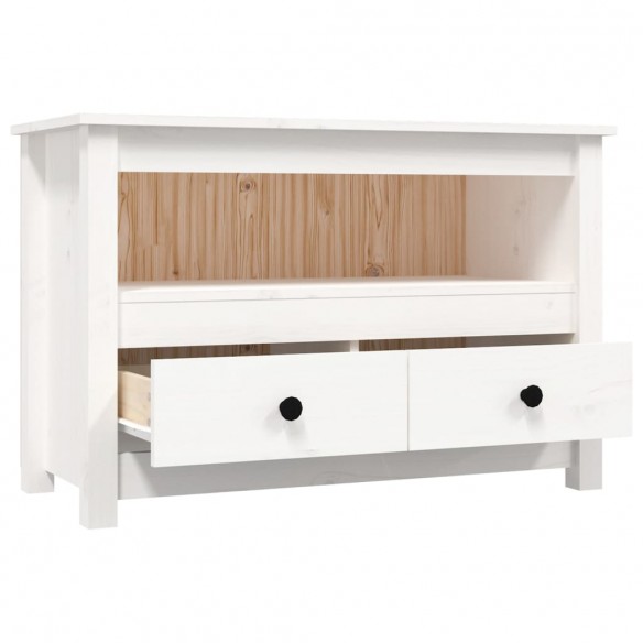 Meuble TV Blanc 79x35x52 cm Bois de pin massif