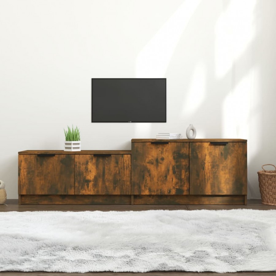 Meuble TV Chêne fumé 158,5x36x45 cm Bois d'ingénierie