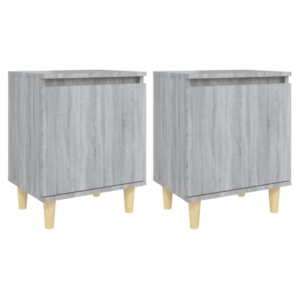 Tables de chevet pieds en bois 2 pcs Sonoma gris 40x30x50 cm