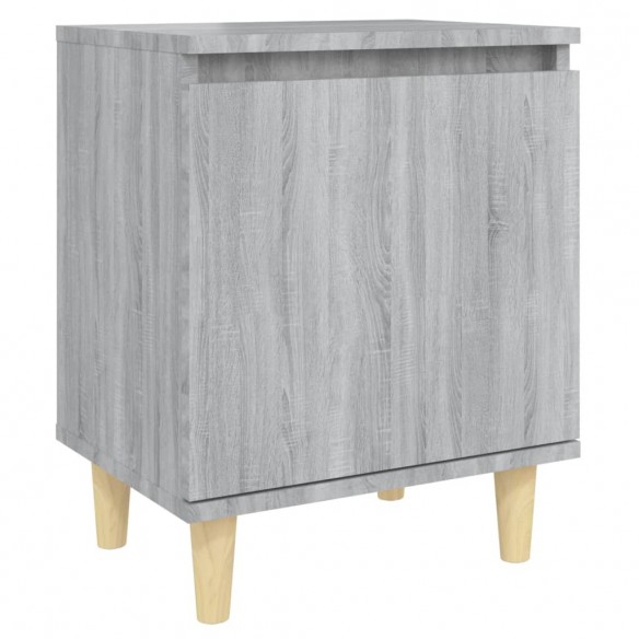 Tables de chevet pieds en bois 2 pcs Sonoma gris 40x30x50 cm