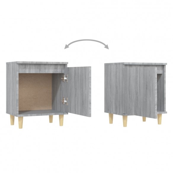 Tables de chevet pieds en bois 2 pcs Sonoma gris 40x30x50 cm