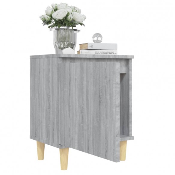 Tables de chevet pieds en bois 2 pcs Sonoma gris 40x30x50 cm