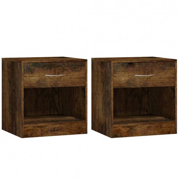 Tables de chevet 2 pcs avec tiroir Chêne fumé