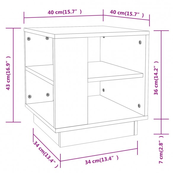 Table basse Chêne fumé 40x40x43 cm Bois d'ingénierie