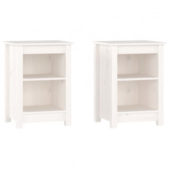 Tables de chevet 2 pcs Blanc 40x35x55 cm Bois de pin solide