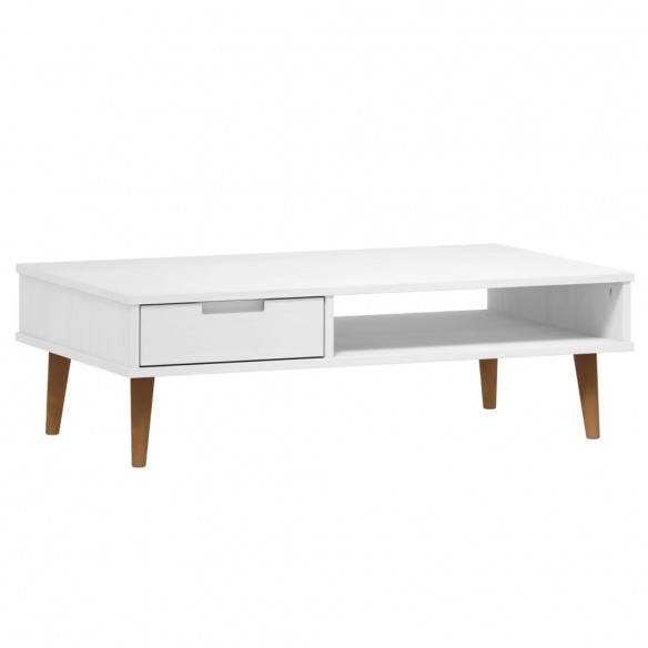 Table basse MOLDE Blanc 100x55x31 cm Bois de pin massif