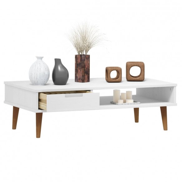 Table basse MOLDE Blanc 100x55x31 cm Bois de pin massif