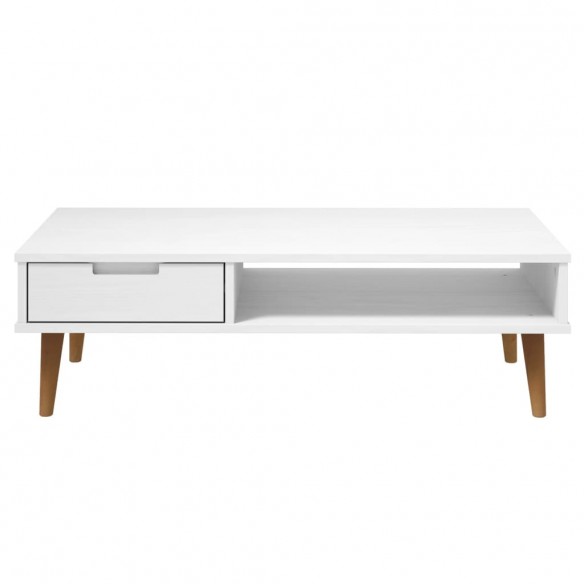 Table basse MOLDE Blanc 100x55x31 cm Bois de pin massif