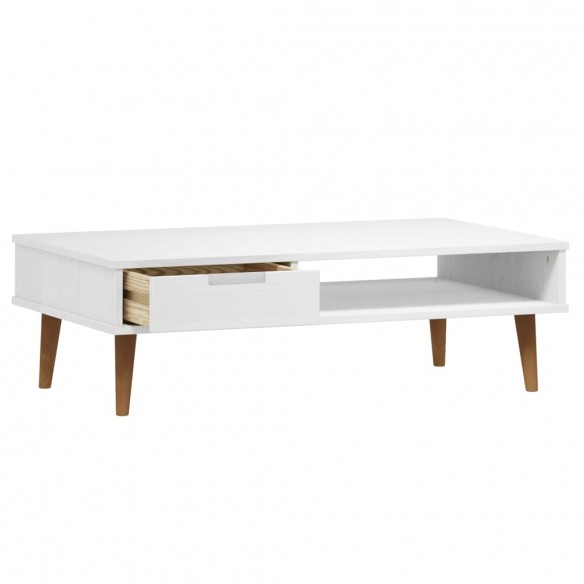 Table basse MOLDE Blanc 100x55x31 cm Bois de pin massif