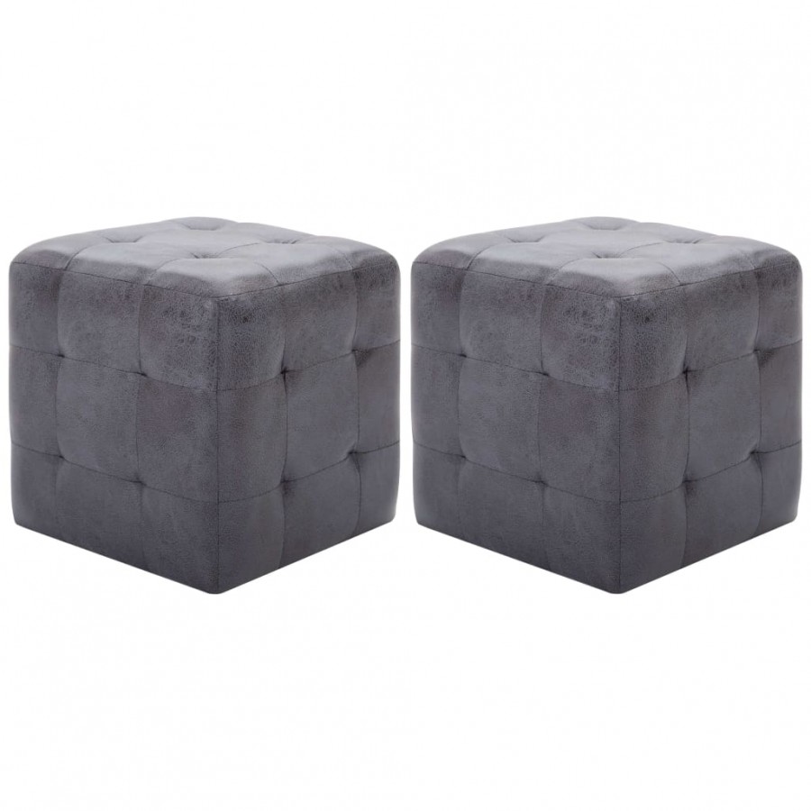 2 pcs Tables de chevet Gris 30x30x30 cm Similicuir daim