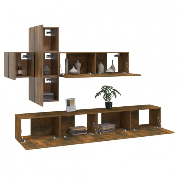 Ensemble de meubles TV 7 pcs Chêne fumé Bois d'ingénierie