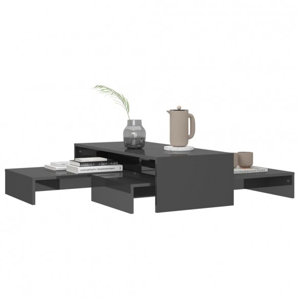 Ensemble de tables basses gigognes Gris brillant 100x100x26,5cm