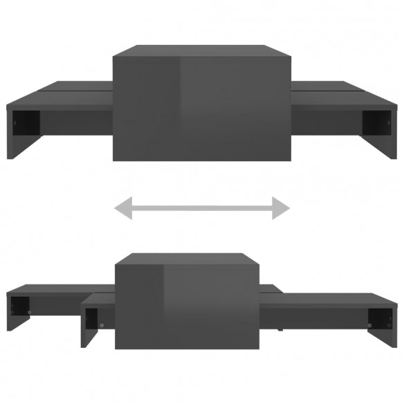 Ensemble de tables basses gigognes Gris brillant 100x100x26,5cm