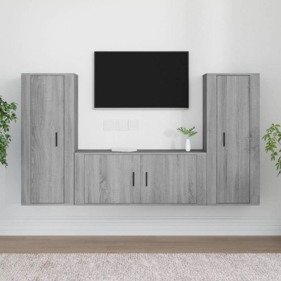 Ensemble de meubles TV 3 pcs Sonoma gris Bois d'ingénierie