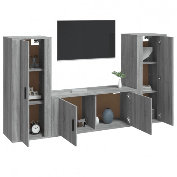 Ensemble de meubles TV 3 pcs Sonoma gris Bois d'ingénierie