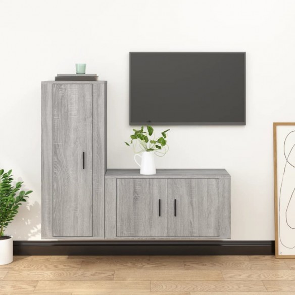 Ensemble de meubles TV 2 pcs Sonoma gris Bois d'ingénierie