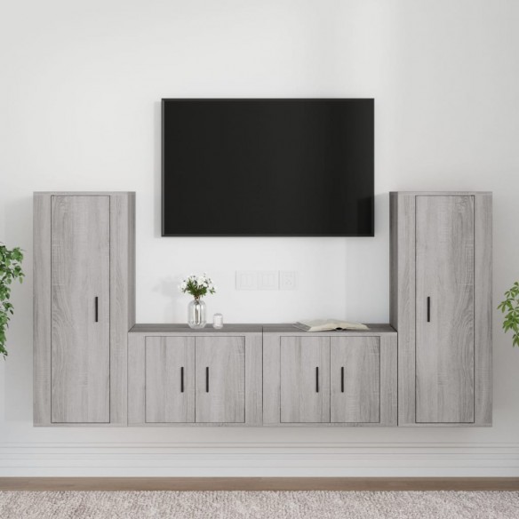 Ensemble de meubles TV 4 pcs Sonoma gris Bois d'ingénierie