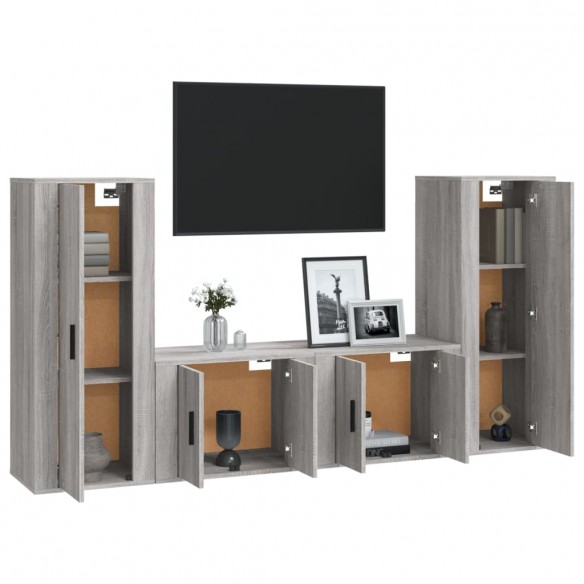 Ensemble de meubles TV 4 pcs Sonoma gris Bois d'ingénierie