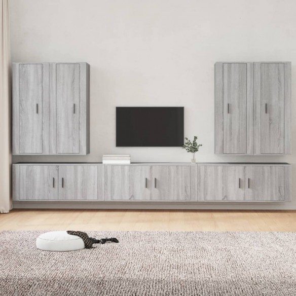 Ensemble de meubles TV 7 pcs Sonoma gris Bois d'ingénierie