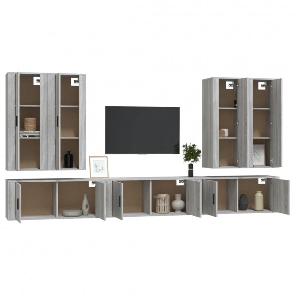 Ensemble de meubles TV 7 pcs Sonoma gris Bois d'ingénierie