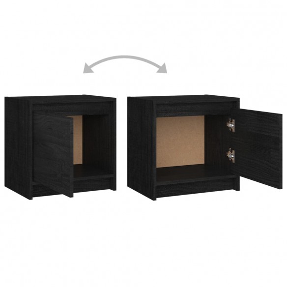 Tables de chevet 2 pcs Noir 40x30,5x40 cm Bois de pin massif