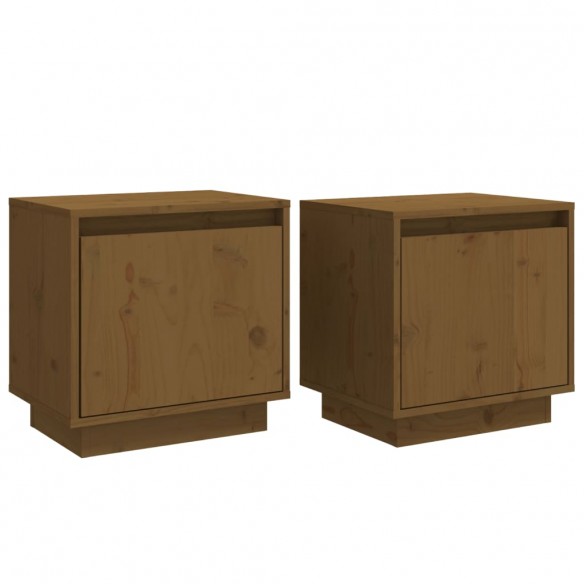 Tables de chevet 2pcs Marron miel 40x30x40cm Bois de pin solide