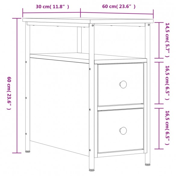 Table de chevet sonoma gris 30x60x60 cm bois d'ingénierie