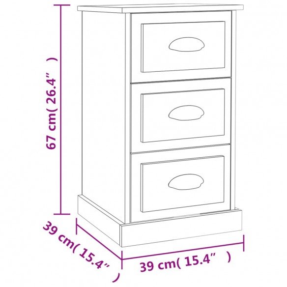 Table de chevet chêne marron 39x39x67 cm bois d'ingénierie