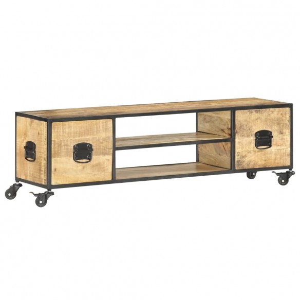 Meuble TV 130x30x39 cm Bois massif de manguier