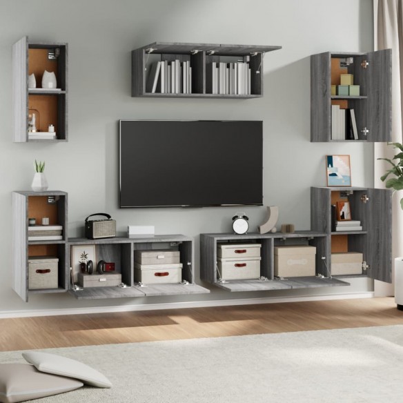 Ensemble de meubles TV 7 pcs Sonoma gris Bois d'ingénierie