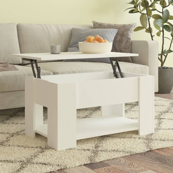 Table basse Blanc 79x49x41 cm plateau relevable