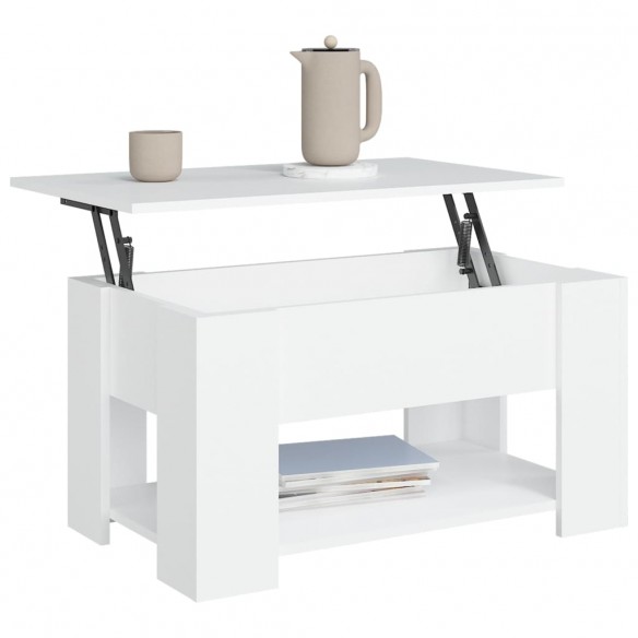 Table basse Blanc 79x49x41 cm plateau relevable