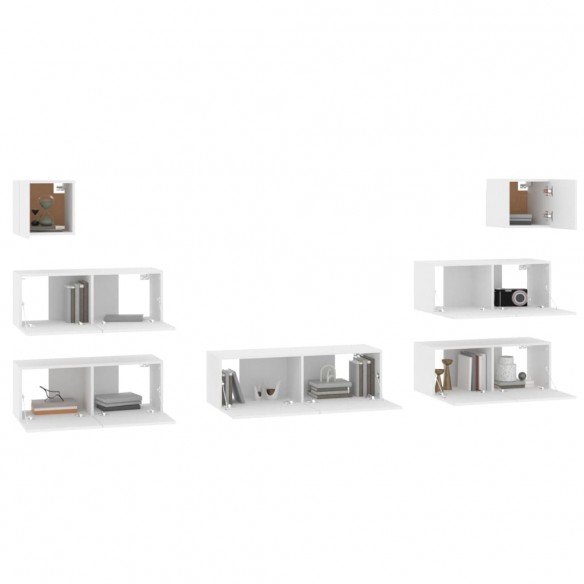 Ensemble de meubles TV 7 pcs Blanc Bois d'ingénierie