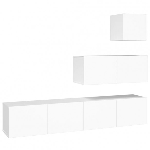 Ensemble de meubles TV 4 pcs Blanc Bois d'ingénierie