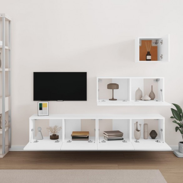 Ensemble de meubles TV 4 pcs Blanc Bois d'ingénierie