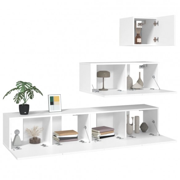 Ensemble de meubles TV 4 pcs Blanc Bois d'ingénierie