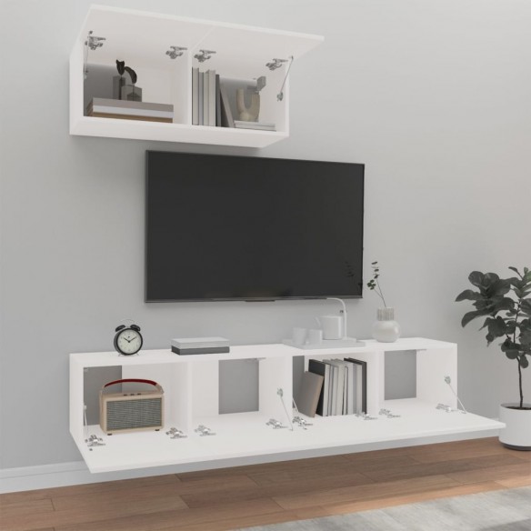 Ensemble de meubles TV 3 pcs Blanc Bois d'ingénierie