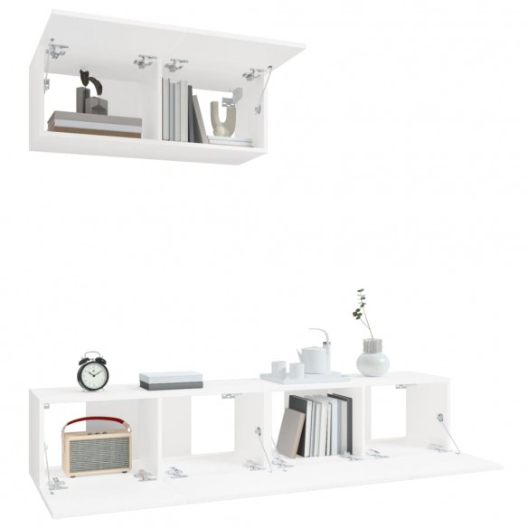 Ensemble de meubles TV 3 pcs Blanc Bois d'ingénierie