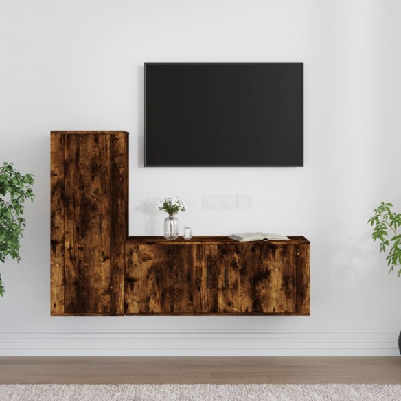 Ensemble de meubles TV 2 pcs Chêne fumé Bois d'ingénierie