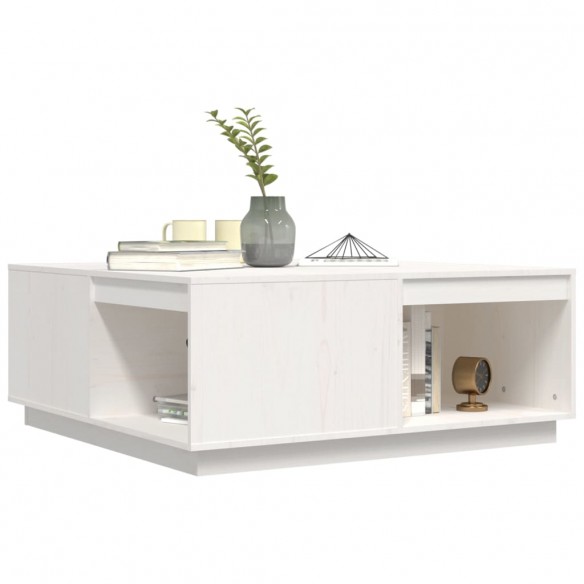 Table basse Blanc 100x101x40,5 cm Bois massif de pin